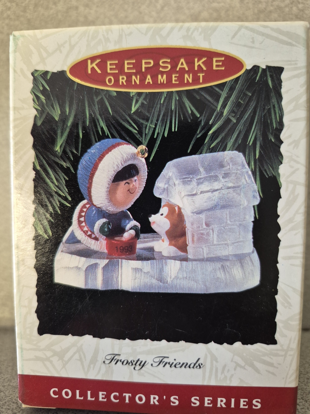 Vintage 1993 Hallmark Frosty Friends Ornament (Blue, White, Red, Brown)